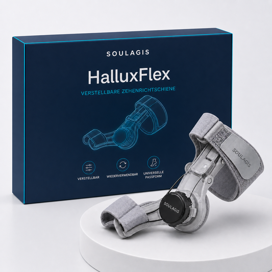 Soulagis HalluxFlex verstellbare Zehenrichtschiene mit Verpackung